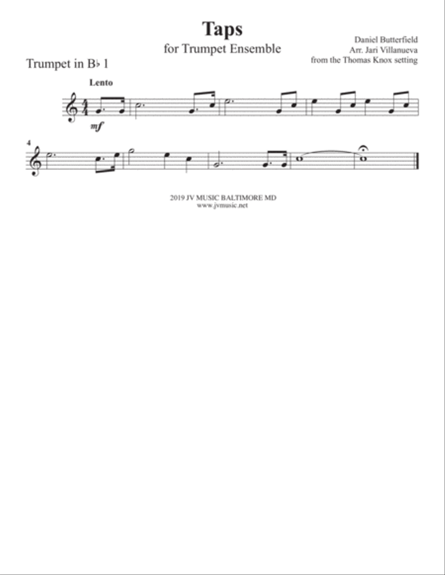 Taps for Solo Bugle and Trumpet Ensemble Brass Ensemble scores gallery preview page 4