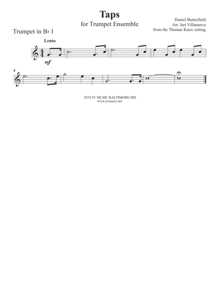 Taps for Solo Bugle and Trumpet Ensemble image number null