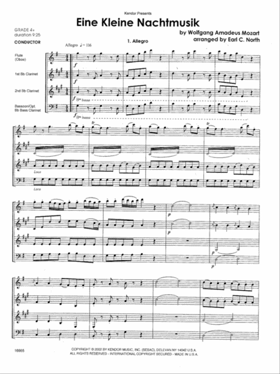 Eine Kleine Nachtmusik/Mvt. 1 Allegro Woodwind Quintet scores gallery preview page 2
