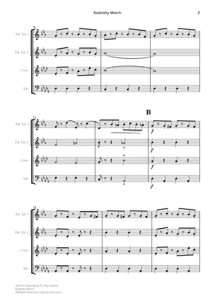 Radetzky March - Brass Quartet (Full Score) - Score Only image number null