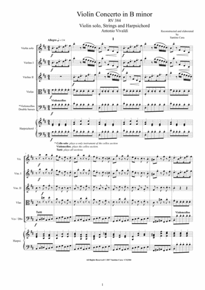 Book cover for Vivaldi - Violin Concerto in B minor RV 384 for Violin, Strings and Harpsichord