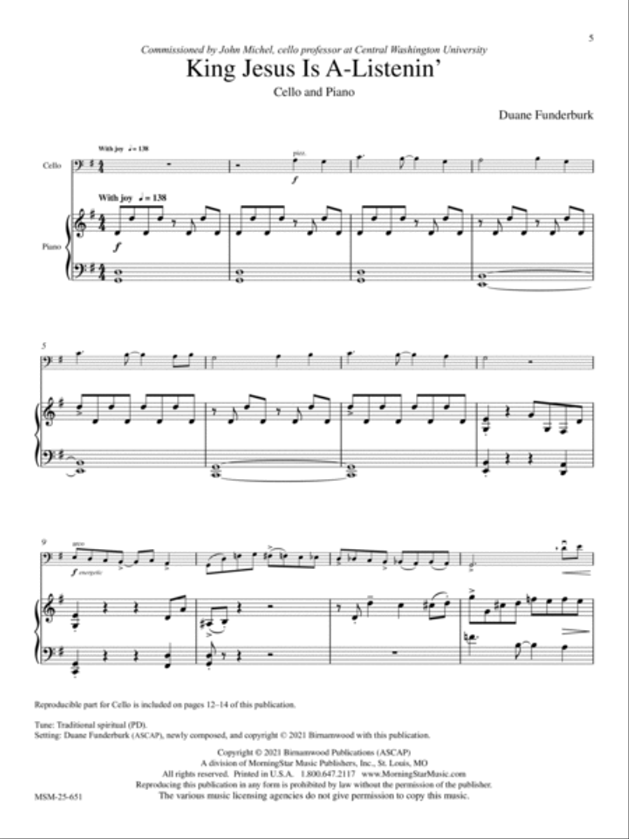 Two Spirituals for Cello and Piano Piano Accompaniment scores gallery preview page 5