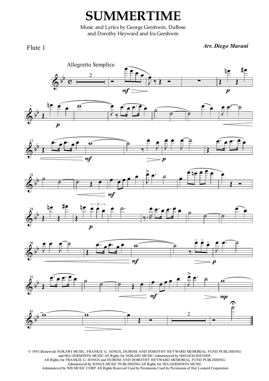 Summertime Woodwind Quartet scores gallery preview page 1