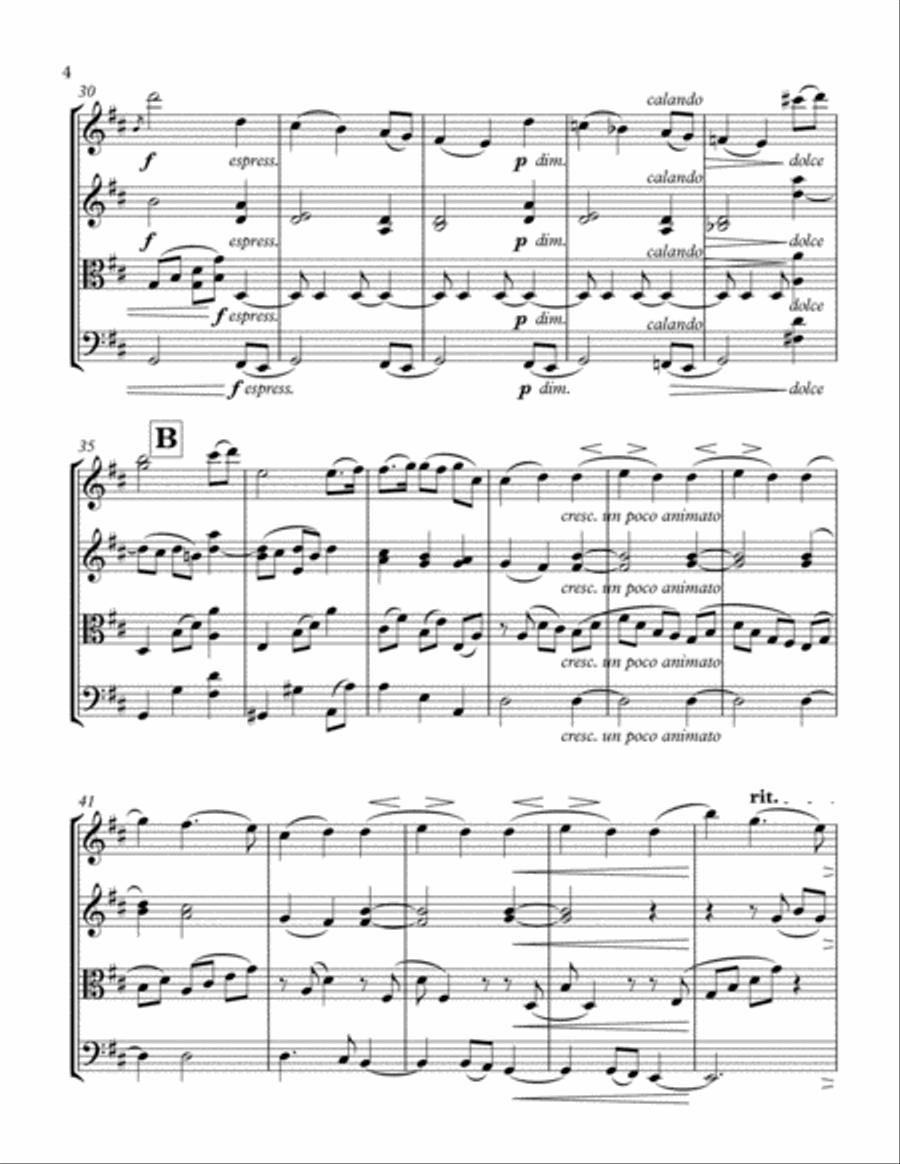 Brahms: Intermezzo, Op 118 No 2 String Quartet scores gallery preview page 5