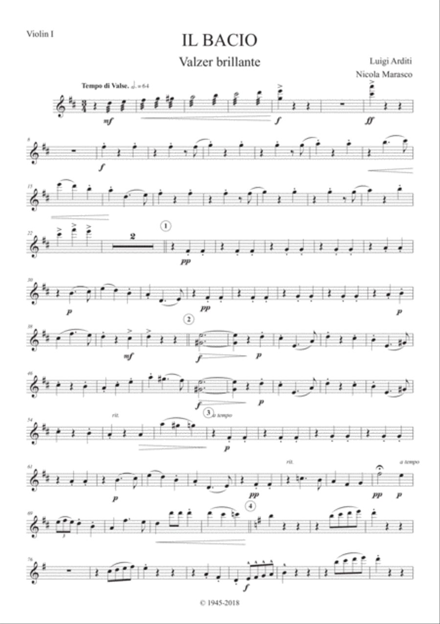 Il Bacio - Orchestral parts set String Trio scores gallery preview page 1