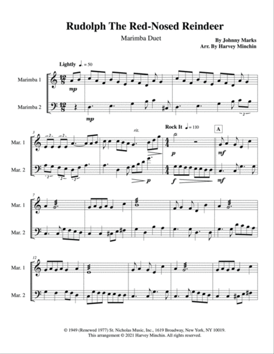 Rudolph The Red-nosed Reindeer Percussion scores gallery preview page 2
