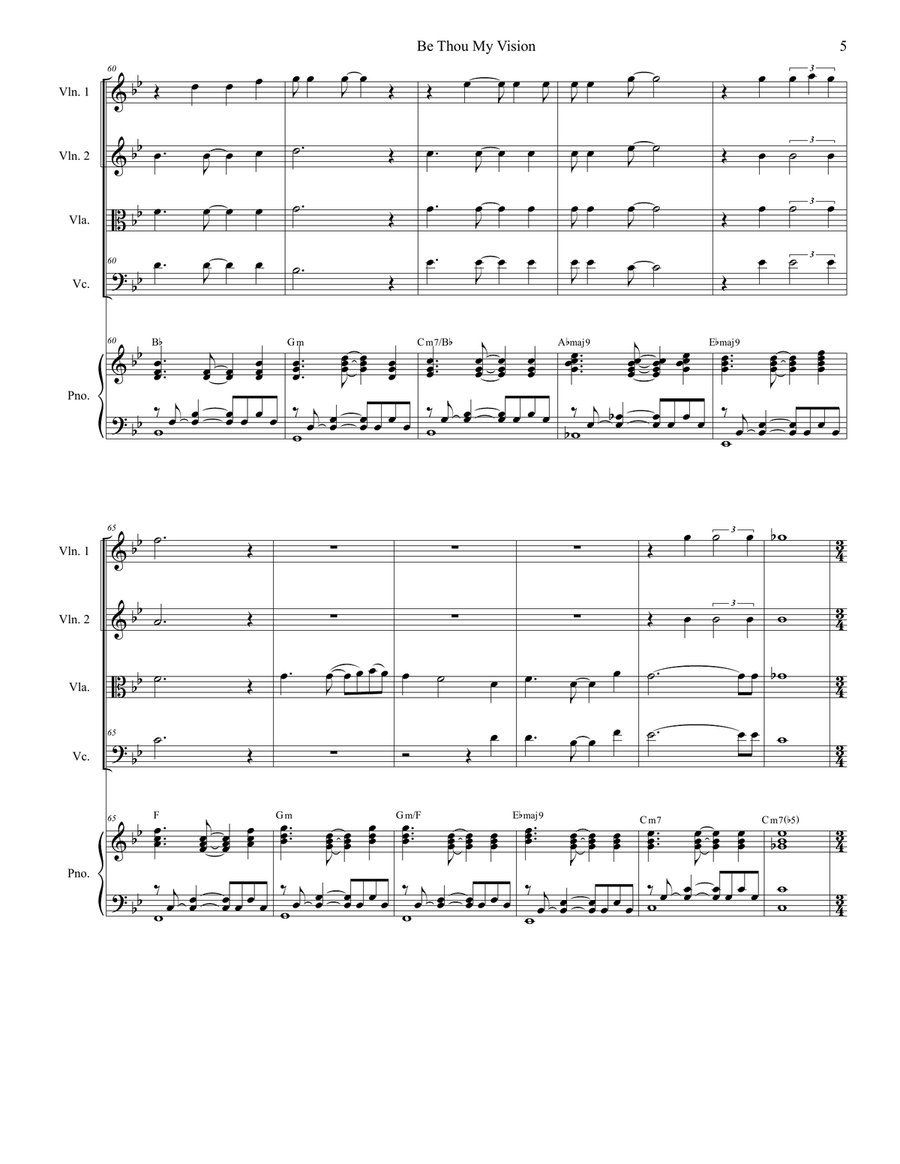 Be Thou My Vision (String Quartet and Piano) String Quartet scores gallery preview page 5
