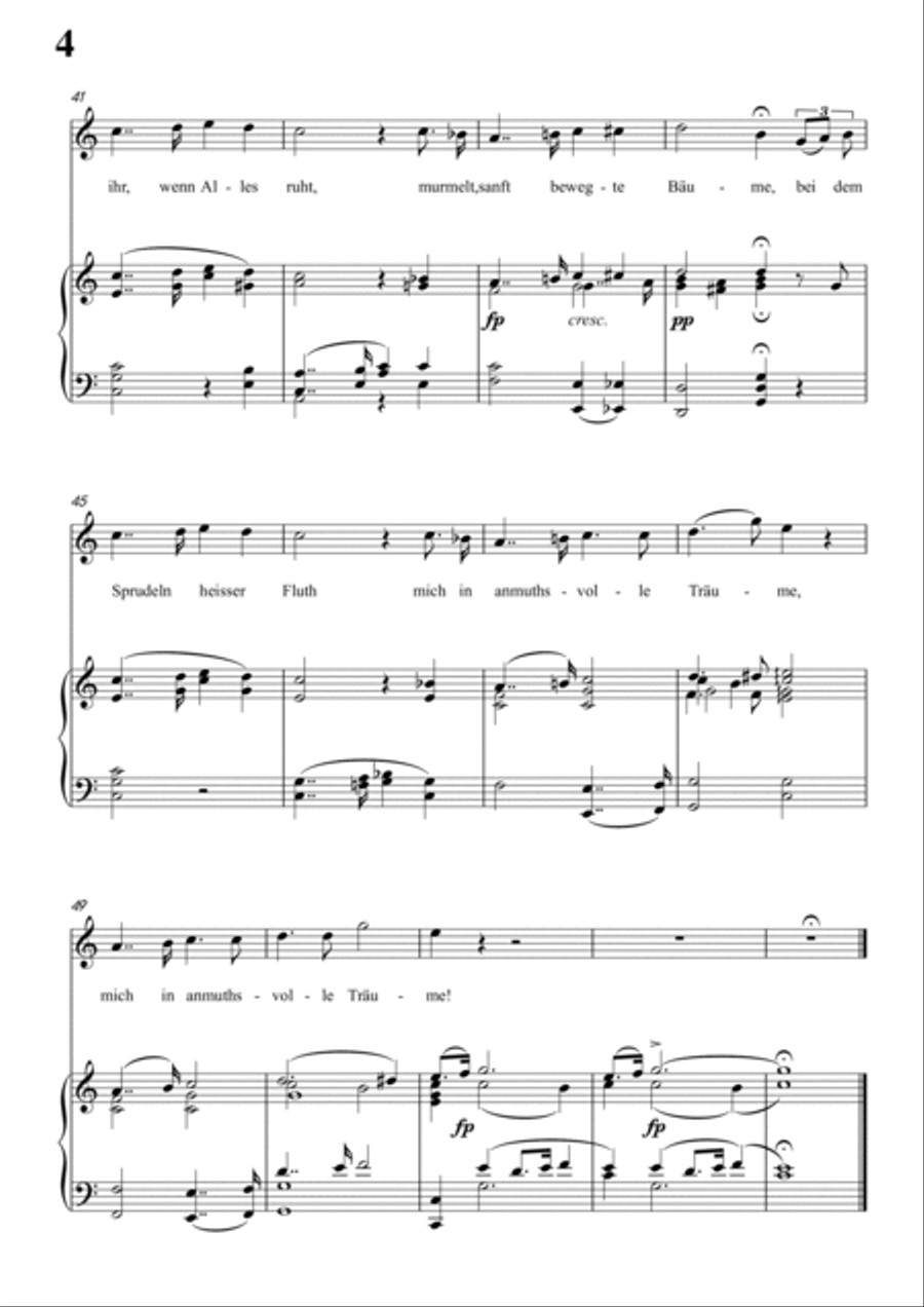 Schubert-Die Nacht in C D.358,for Vocal and Piano Voice scores gallery preview page 5