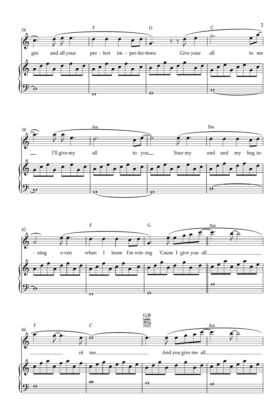 All Of Me Piano, Vocal, Guitar scores gallery preview page 3