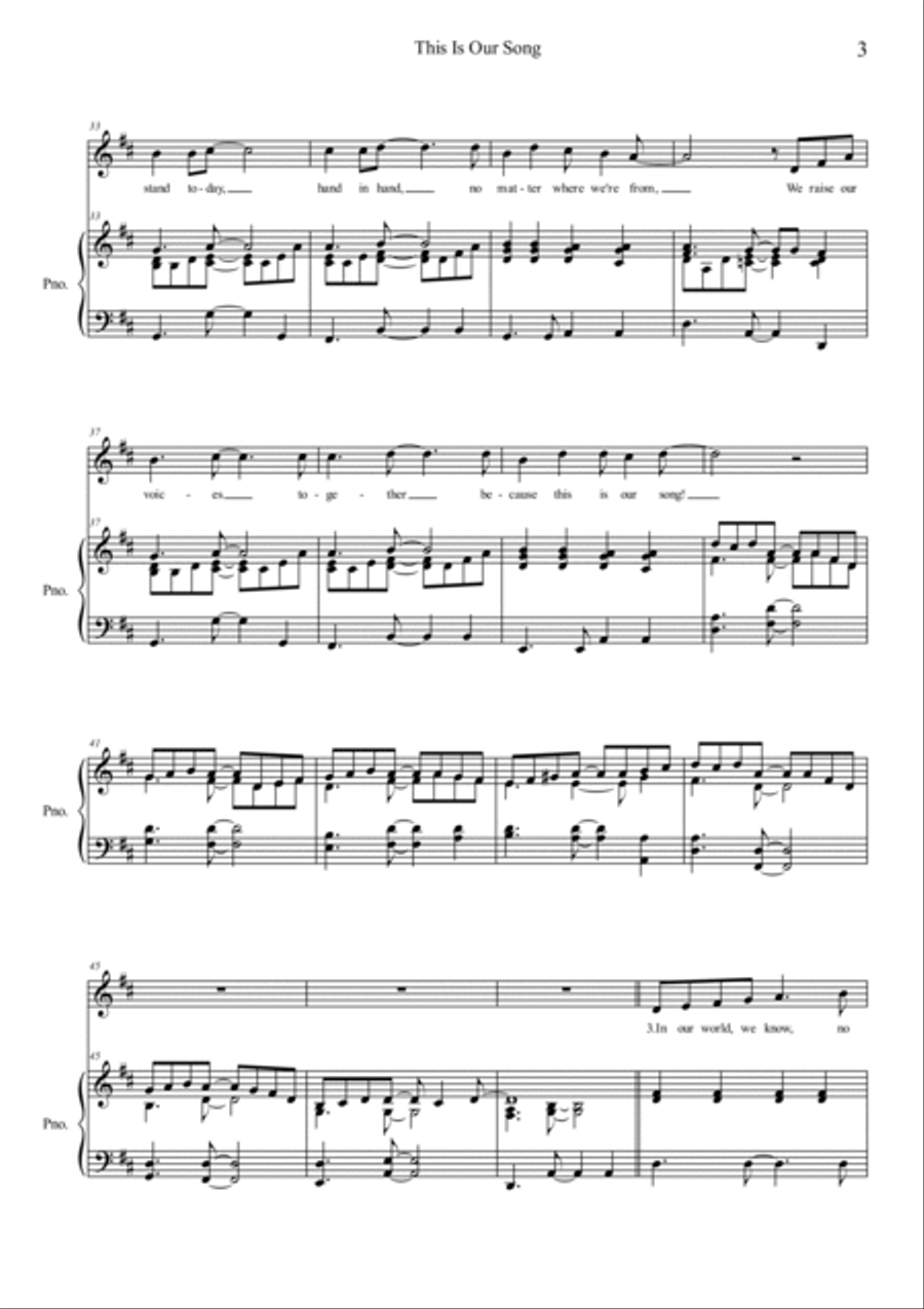 This is Our Song (D Major) Choir scores gallery preview page 3