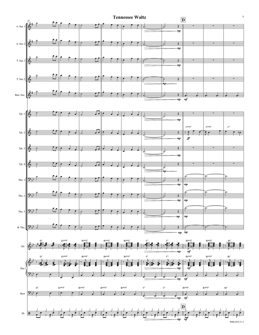 Tennessee Waltz Jazz Ensemble scores gallery preview page 5