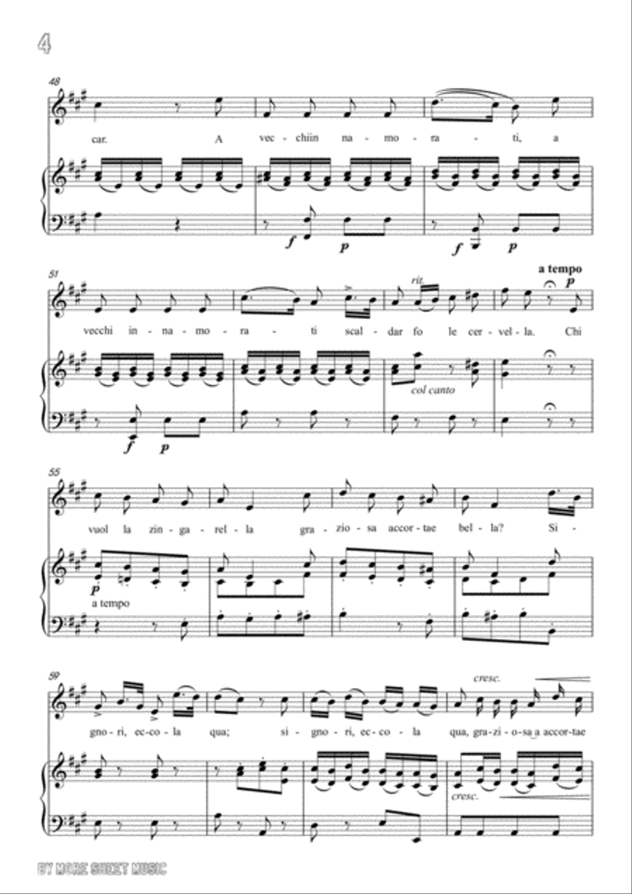 Paisiello-Chi Vuol la zingarella in A Major,for Voice and Piano Voice Solo scores gallery preview page 6