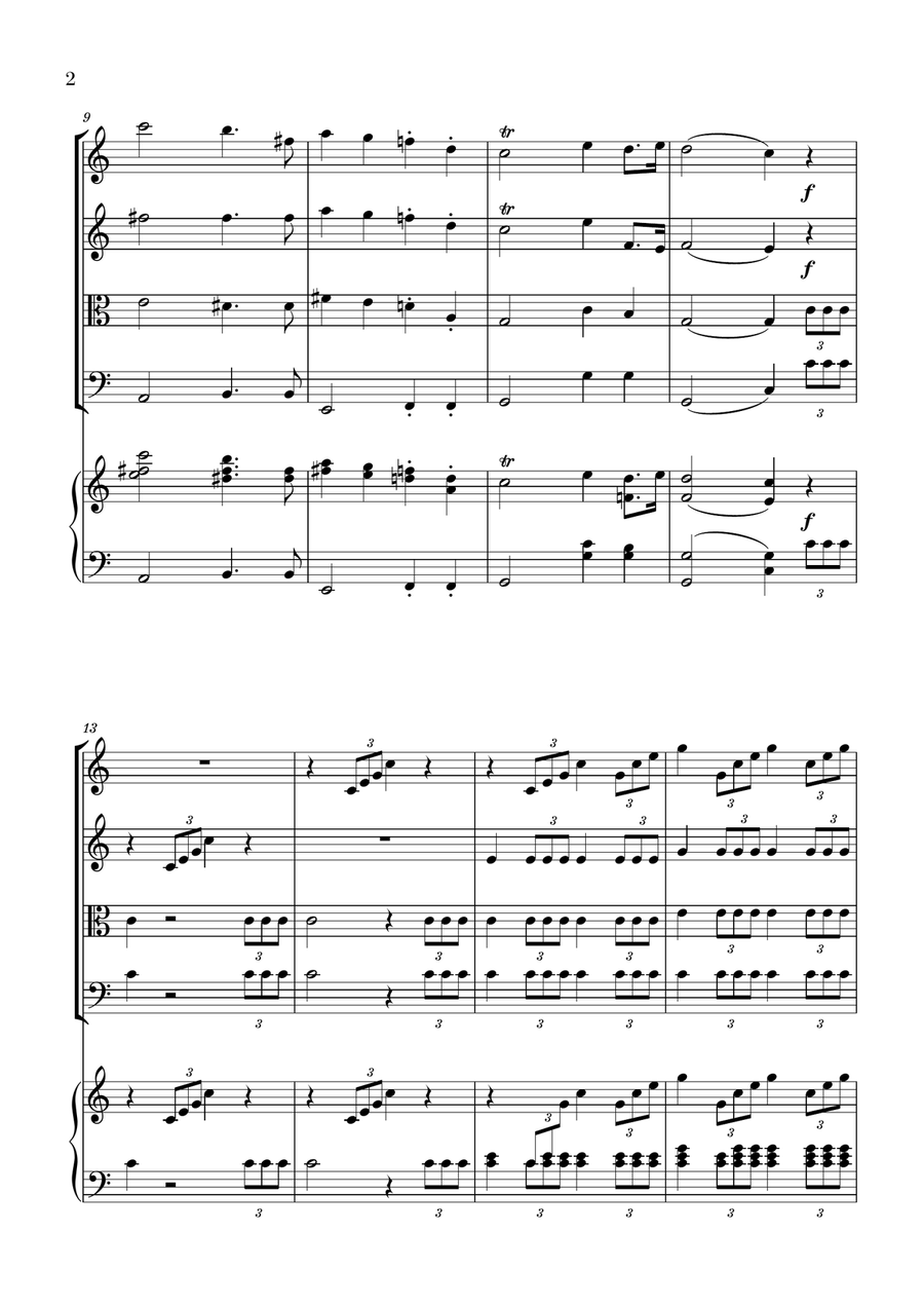Wedding March for String Quartet and Piano - Mendelssohn Piano Quintet scores gallery preview page 2
