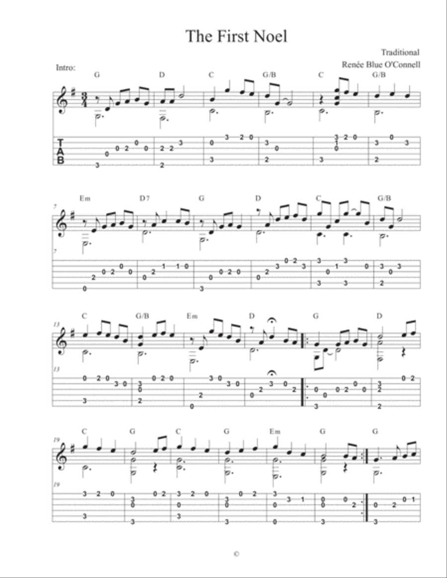 The First Noel The First Noel Guitar Solo scores gallery preview page 1