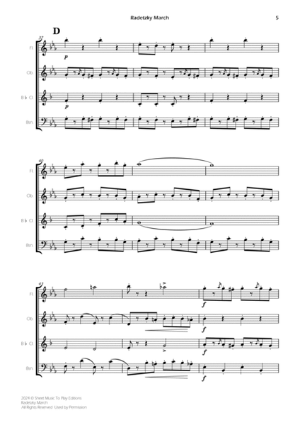 Radetzky March - Woodwind Quartet (Full Score) - Score Only image number null