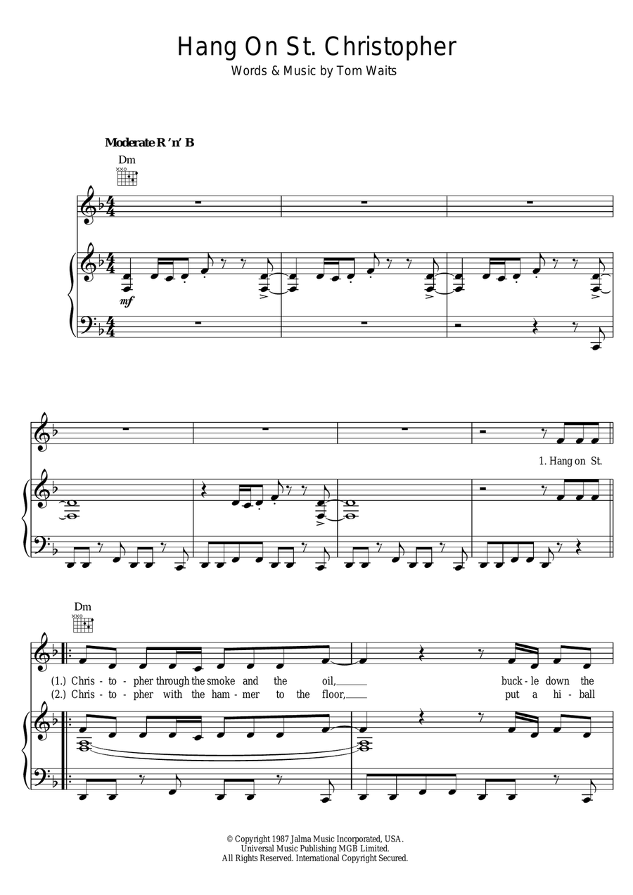Hang On St. Christopher Piano, Vocal scores gallery preview page 1