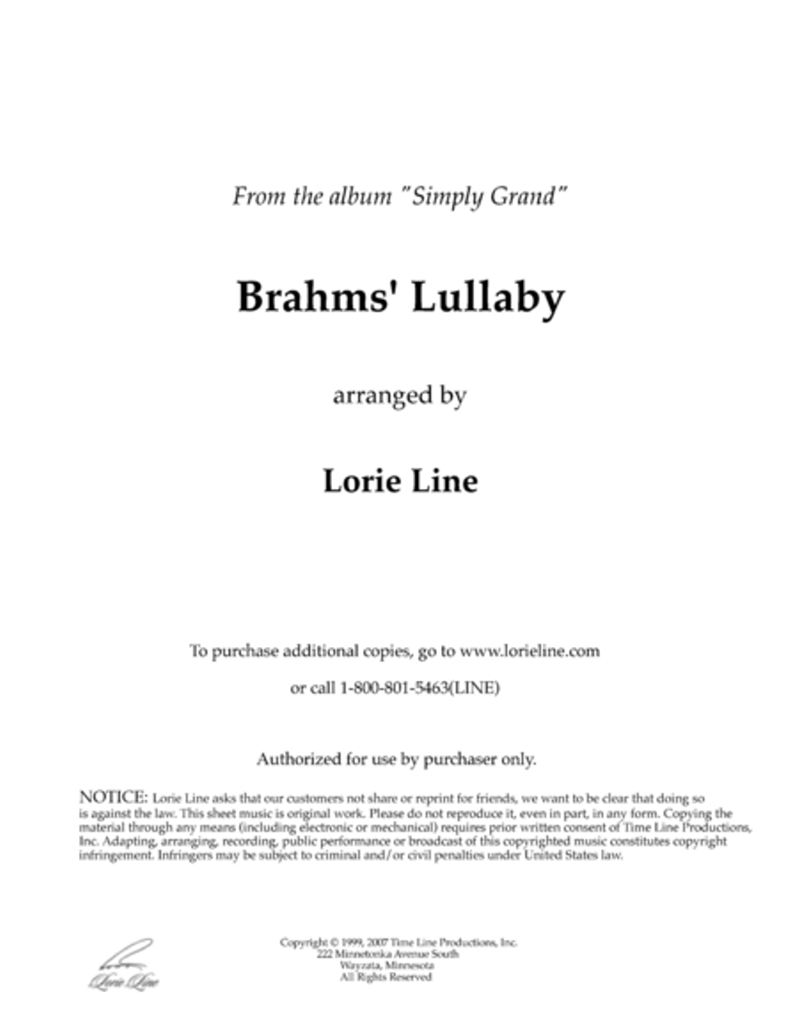 Brahms' Lullaby Piano Solo scores gallery preview page 1