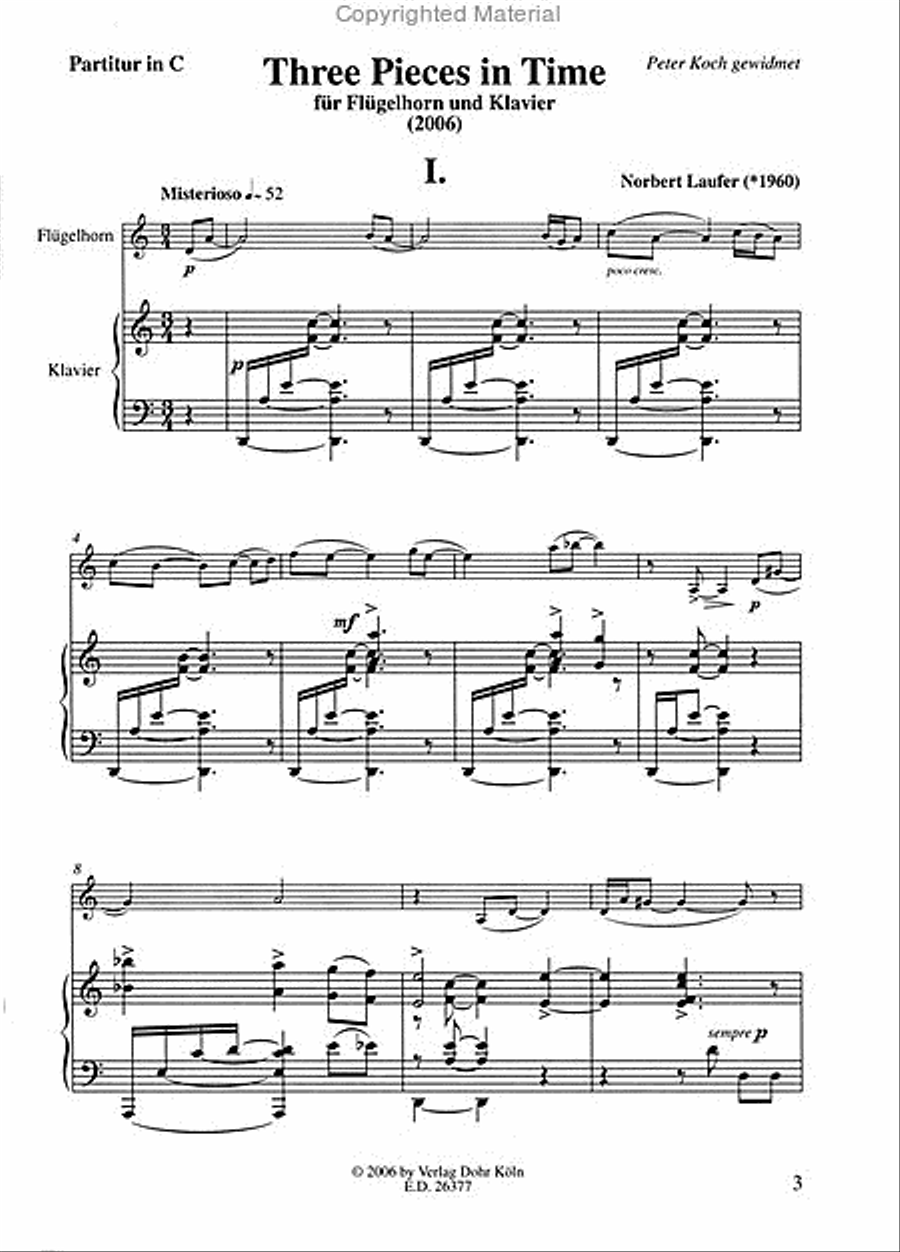 Three Pieces in Time für Flügelhorn und Klavier (2006) Piano scores gallery preview page 2