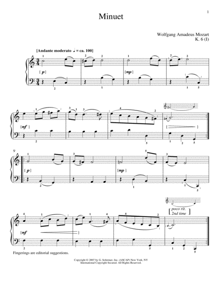 Minuet In C Major, K. 6