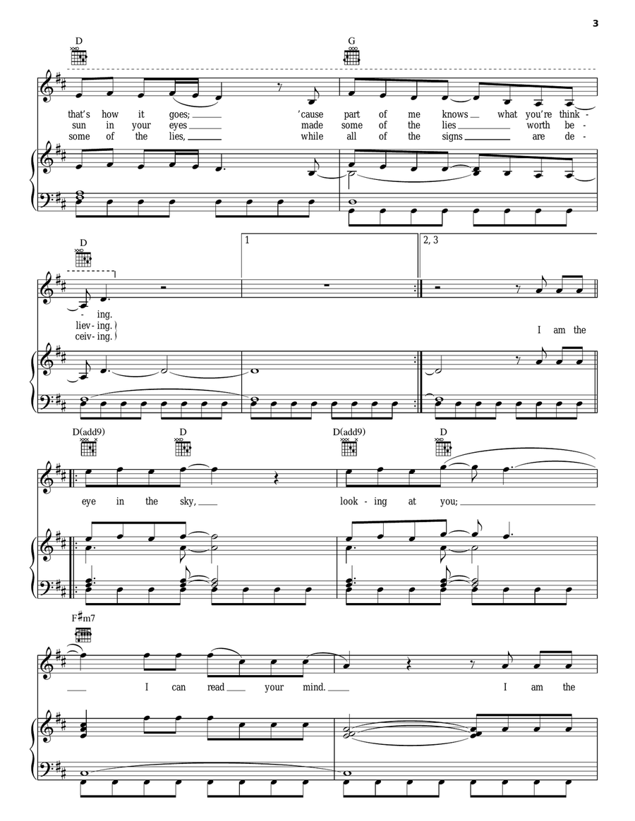 Eye In The Sky Piano, Vocal, Guitar scores gallery preview page 3