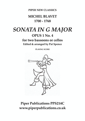 BLAVET SONATA IN G MAJOR OPUS 1 No. 4 FOR TWO BASSOONS OR CELLOS