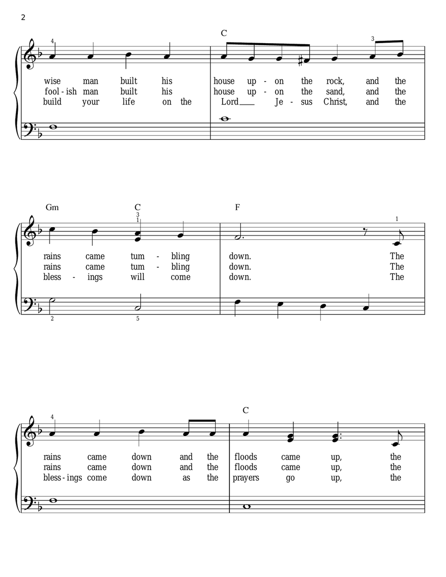 The Wise Man And The Foolish Man Easy Piano scores gallery preview page 2