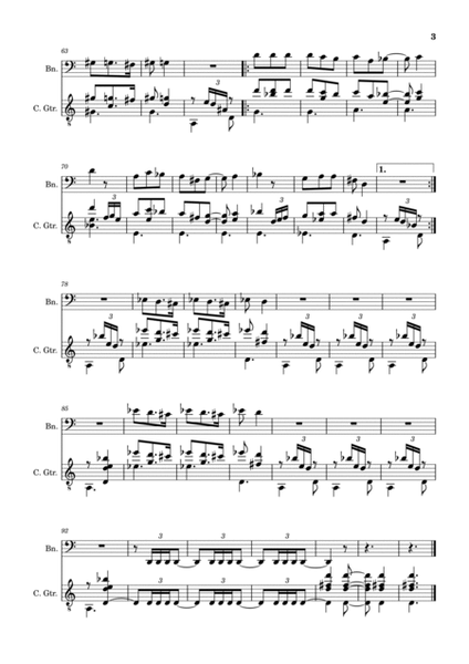 Spanish Popular Song - Anda Jaleo. Arrangement for Bassoon and Classical Guitar. Score and Parts image number null