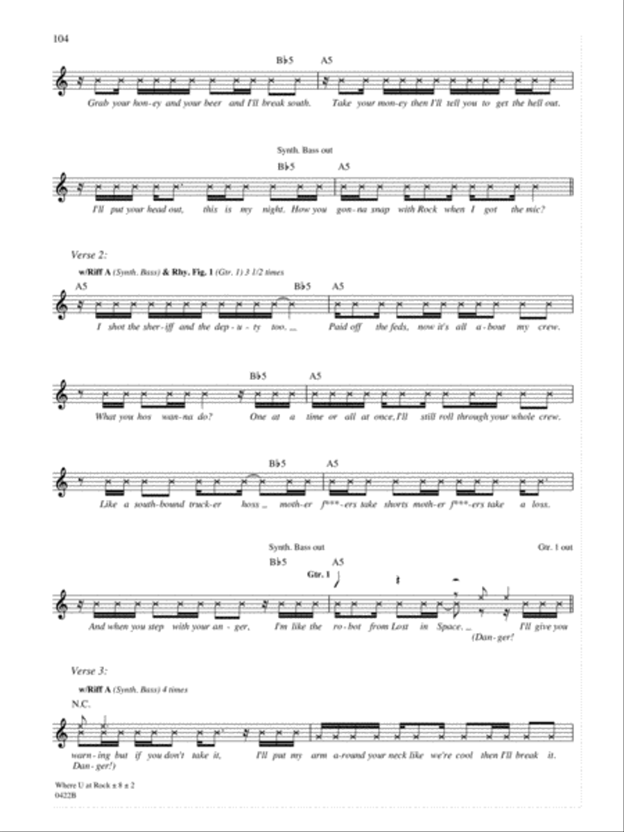 Where U At Rock Guitar Tablature scores gallery preview page 2