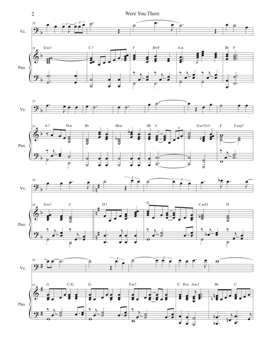 Were You There (Cello solo and Piano) Piano scores gallery preview page 2