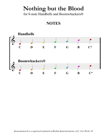 Nothing but the Blood (for 8-note Bells and Boomwhackers with Color Coded Notes) image number null