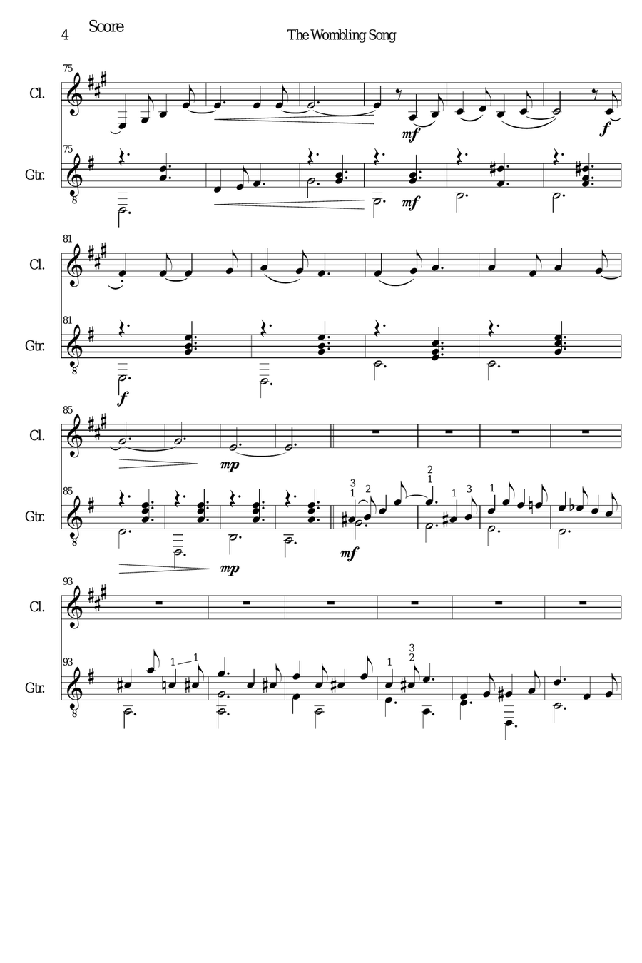 The Wombling Song Clarinet scores gallery preview page 4