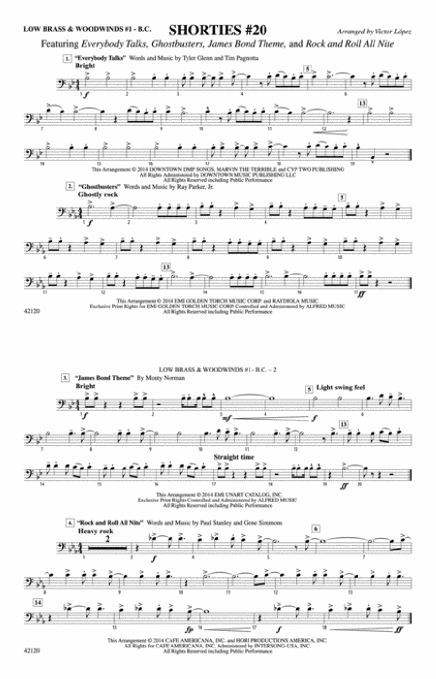 Shorties #20: Low Brass & Woodwinds #1 - Bass Clef Marching Band scores gallery preview page 1
