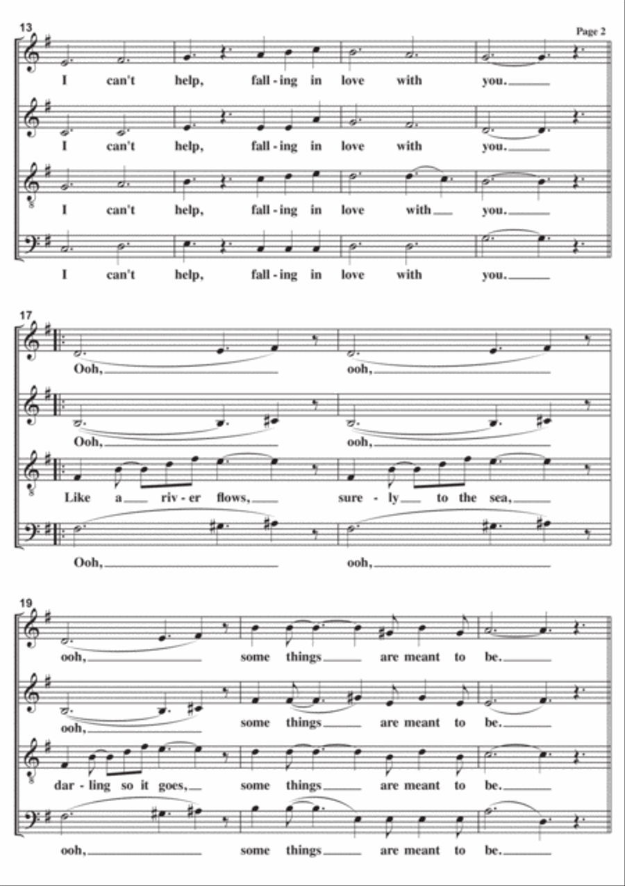 Can't Help Falling In Love 4-Part scores gallery preview page 2