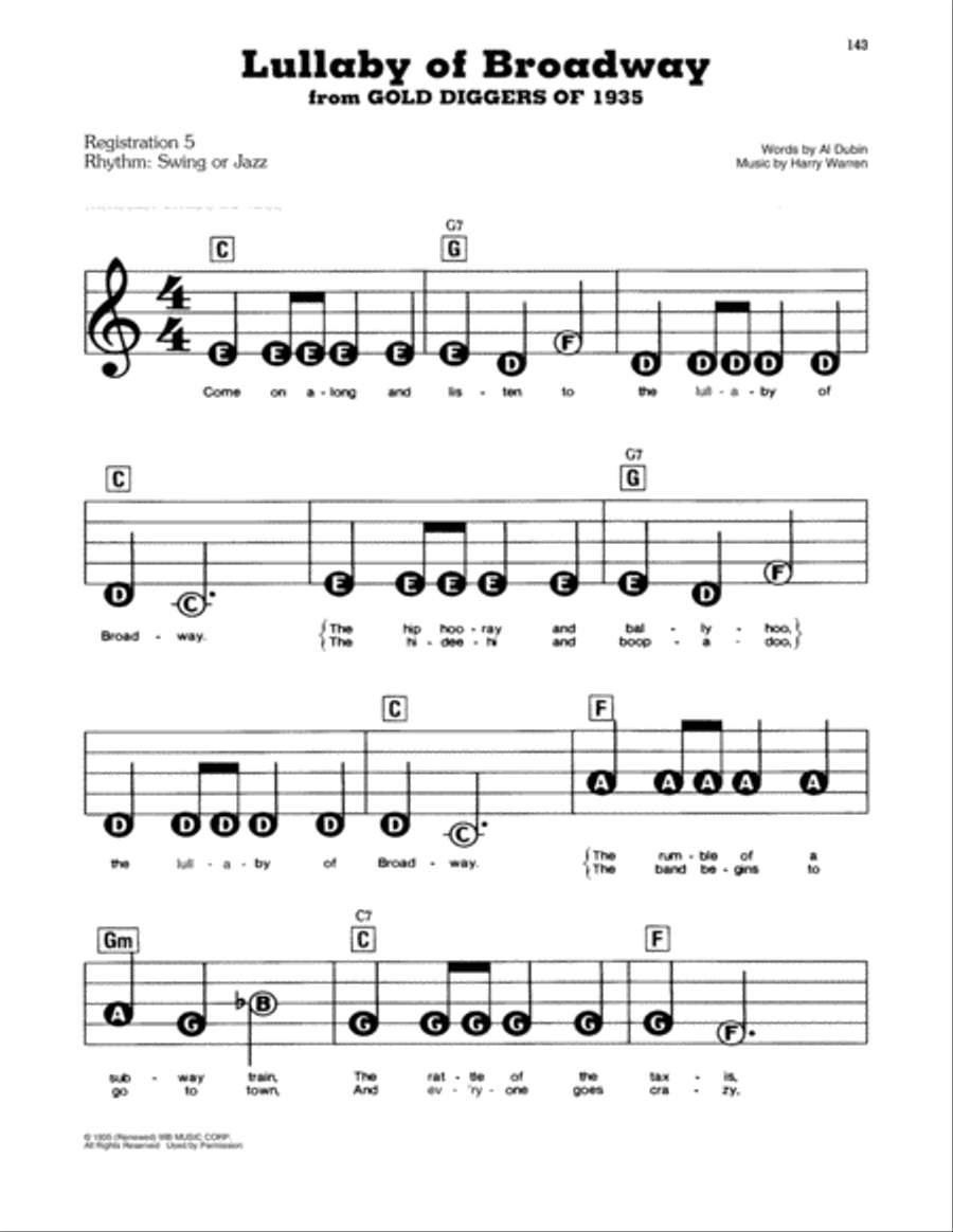 Lullaby Of Broadway Electronic Keyboard scores gallery preview page 1