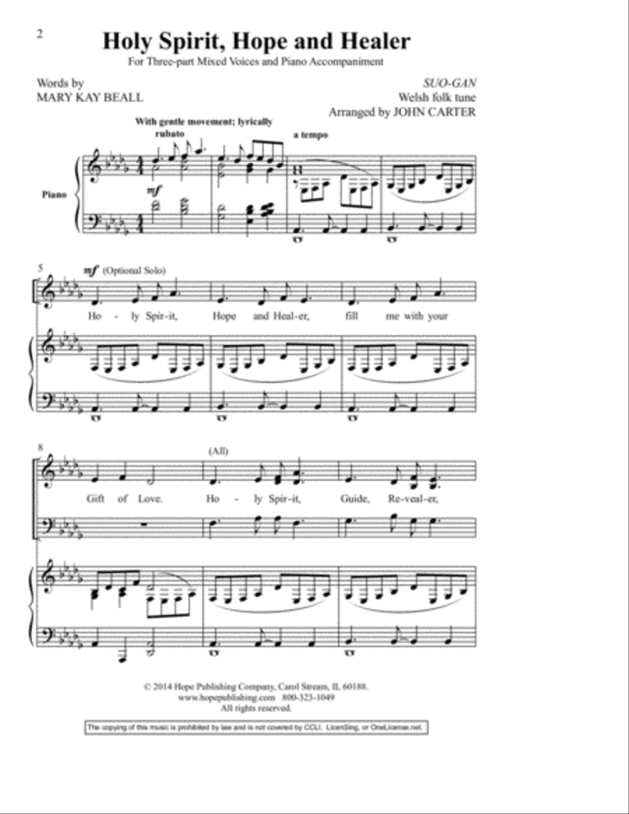 Holy Spirit, Hope and Healer 3-Part scores gallery preview page 2