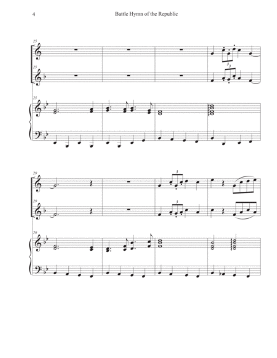 Battle Hymn of the Republic (Trumpet-French Horn-Piano) Brass Duet scores gallery preview page 4