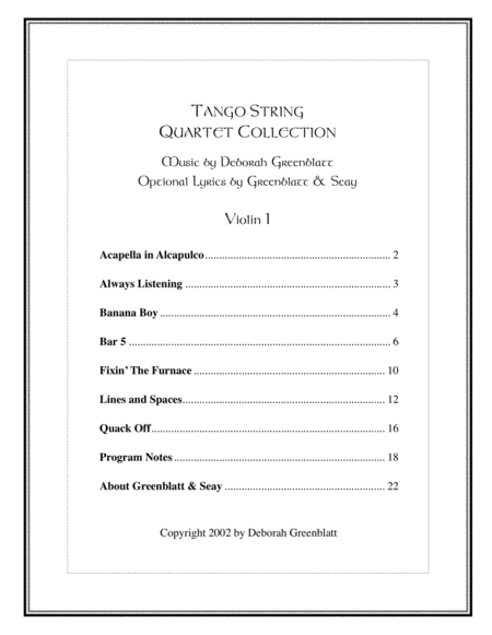 Tango String Quartet Collection - Parts