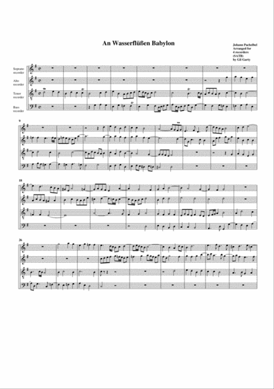An Wasserfluessen Babylon (arrangement for 4 recorders) Recorder scores gallery preview page 1