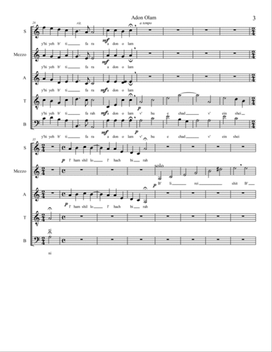 Adon Olam Chorale A Cappella scores gallery preview page 3