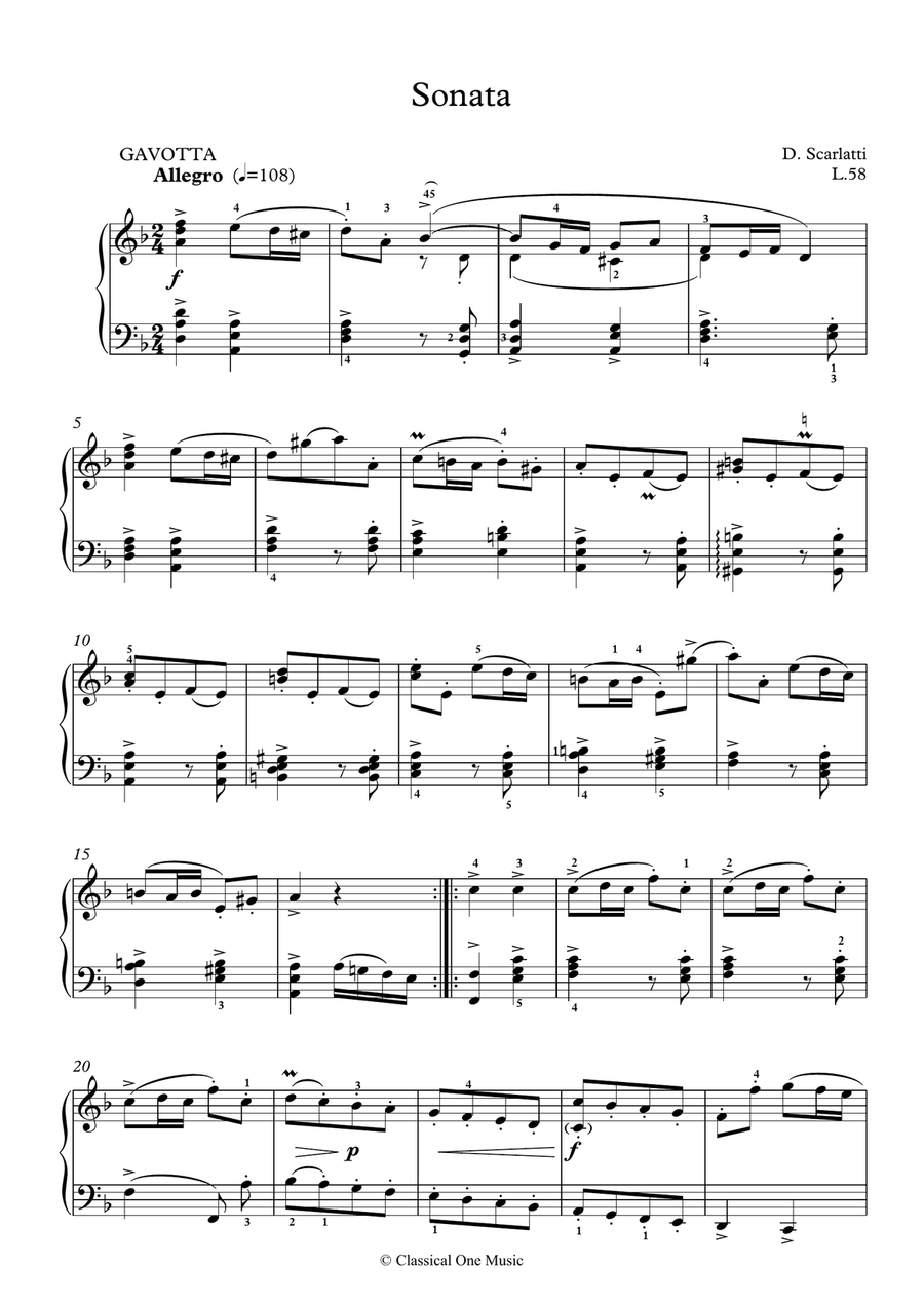 Scarlatti-Sonata in d-minor L.58 K.64(piano) Scarlatti-Sonata in d-minor L.58 K.64(piano) Piano Solo scores gallery preview page 2