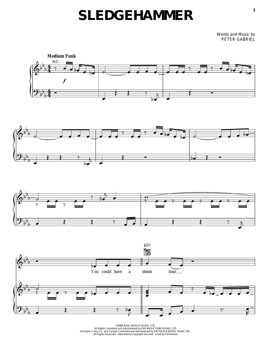 Sledgehammer Piano, Vocal, Guitar scores gallery preview page 1