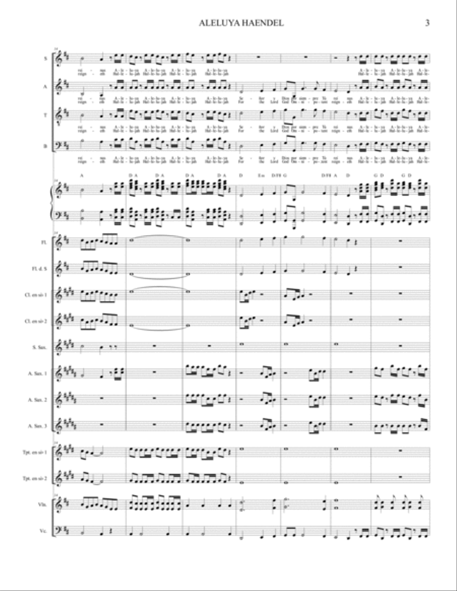 HALLELUJAH/ALELUYA George F Haendel SCORE Chamber Orchestra scores gallery preview page 3