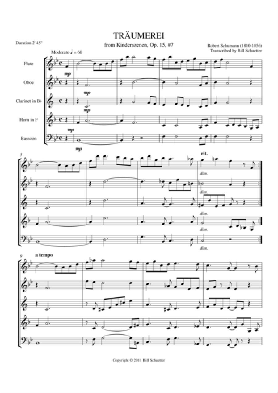 Traumerei Woodwind Quintet scores gallery preview page 2