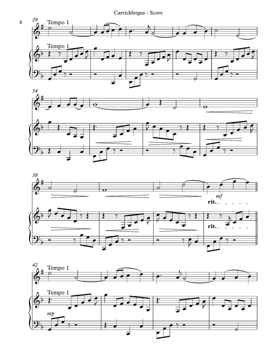 Carrickfergus Duet for Bb Clarinet & Harp B-Flat Clarinet scores gallery preview page 4