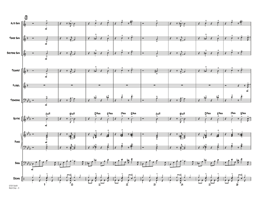 Red Clay - Conductor Score (Full Score) Jazz Ensemble scores gallery preview page 3