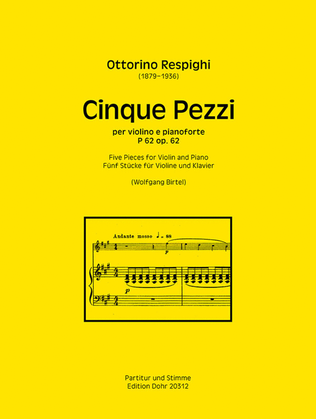 Book cover for Cinque Pezzi für Violine und Klavier op. 62 P 62