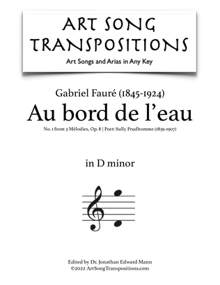 Book cover for FAURÉ: Au bord de l'eau, Op. 8 no. 1 (transposed to D minor)