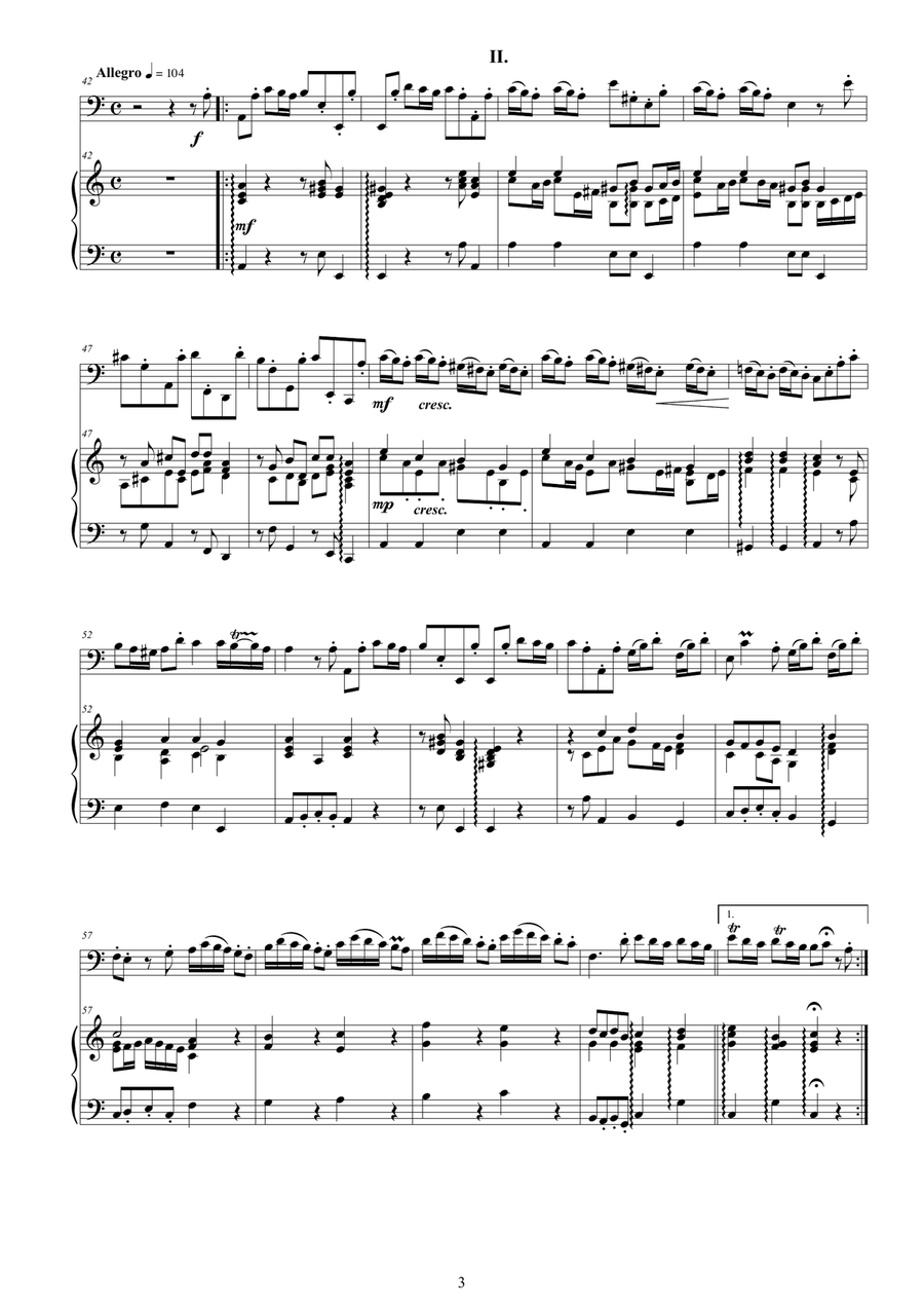 Vivaldi - Cello Sonata No.3 in A minor Op.14 RV 43 for Cello and Cembalo (or Piano) String Duet scores gallery preview page 3