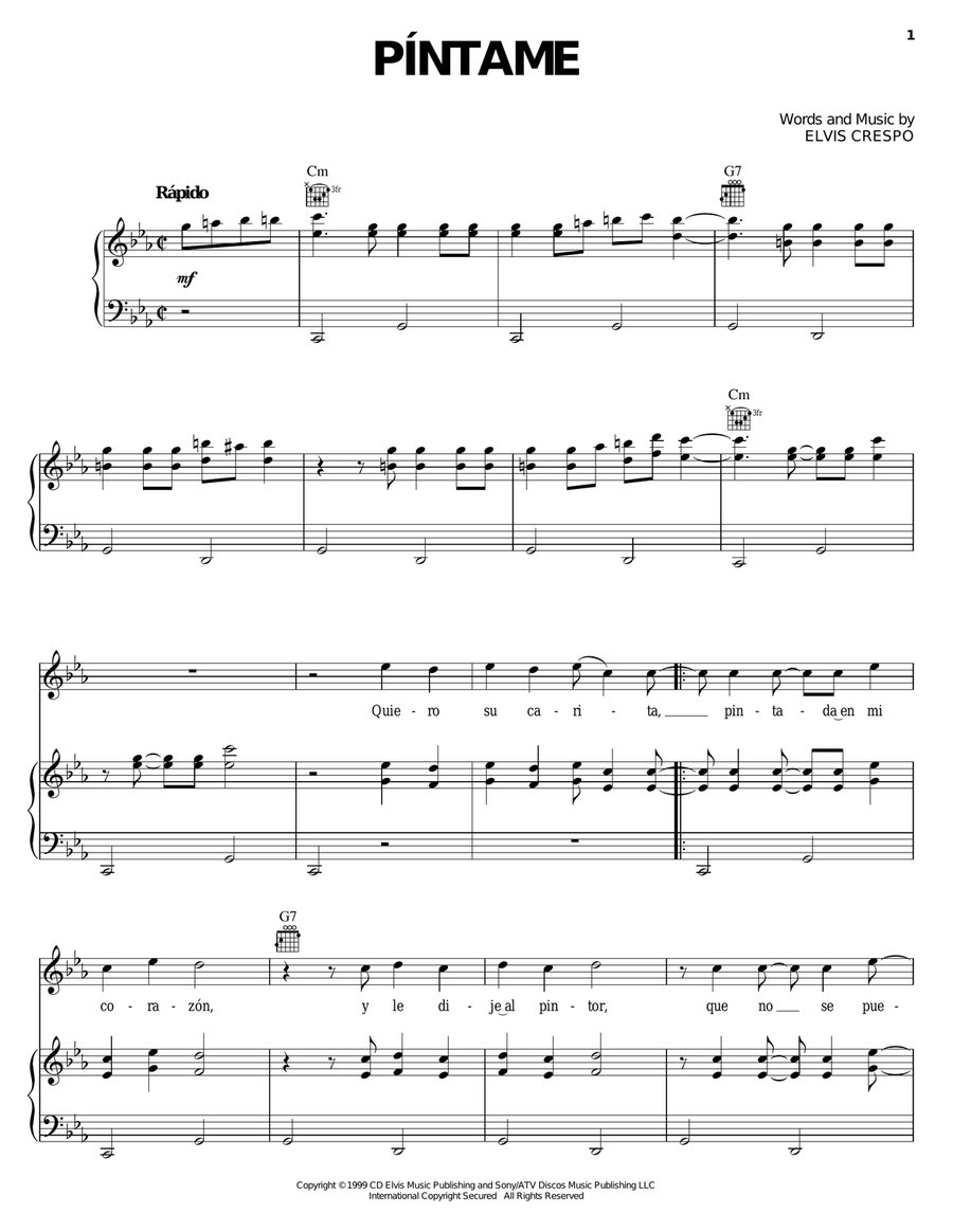 Pintame Acoustic Guitar scores gallery preview page 1