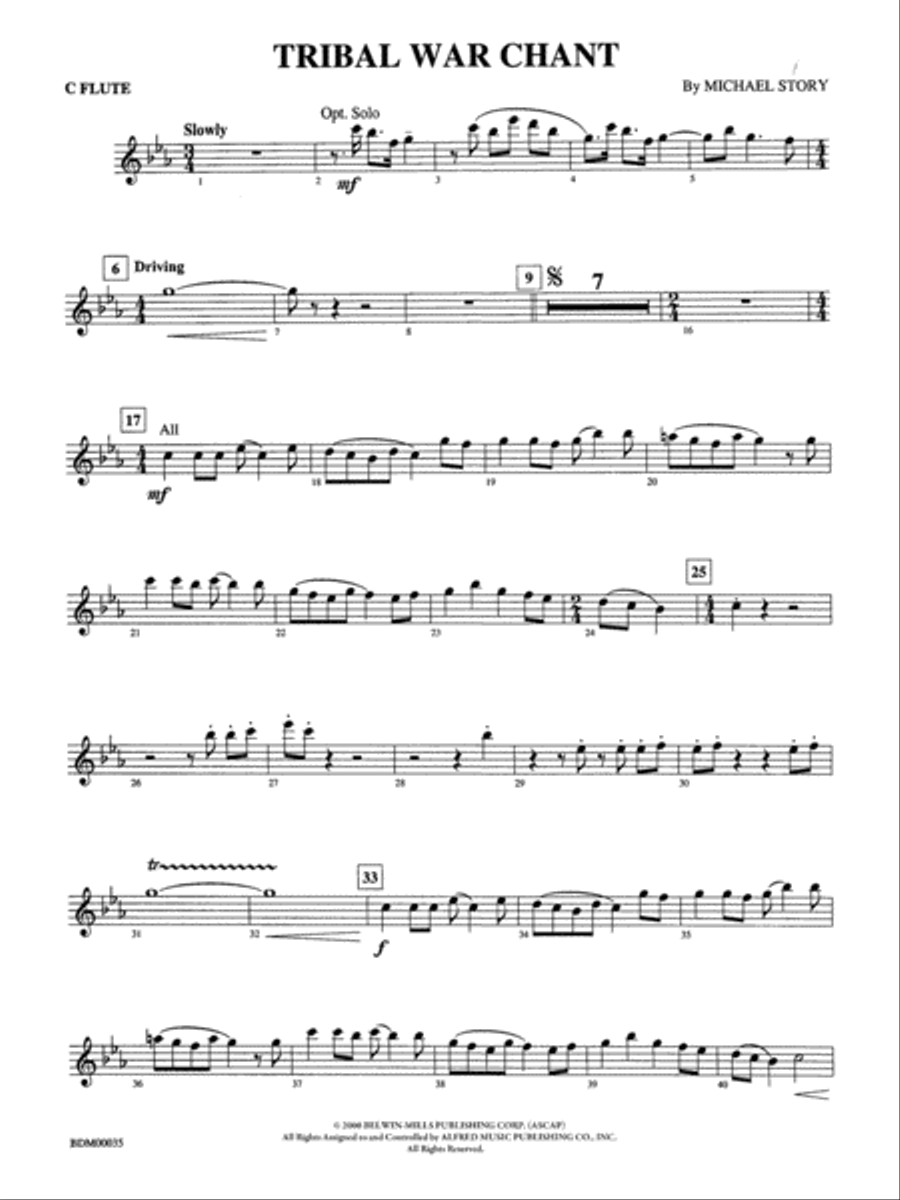Tribal War Chant: Flute Concert Band scores gallery preview page 1